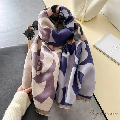 Premium Brand Cashmere Floral Winter Scarf Multi Color 4 scarf-241228