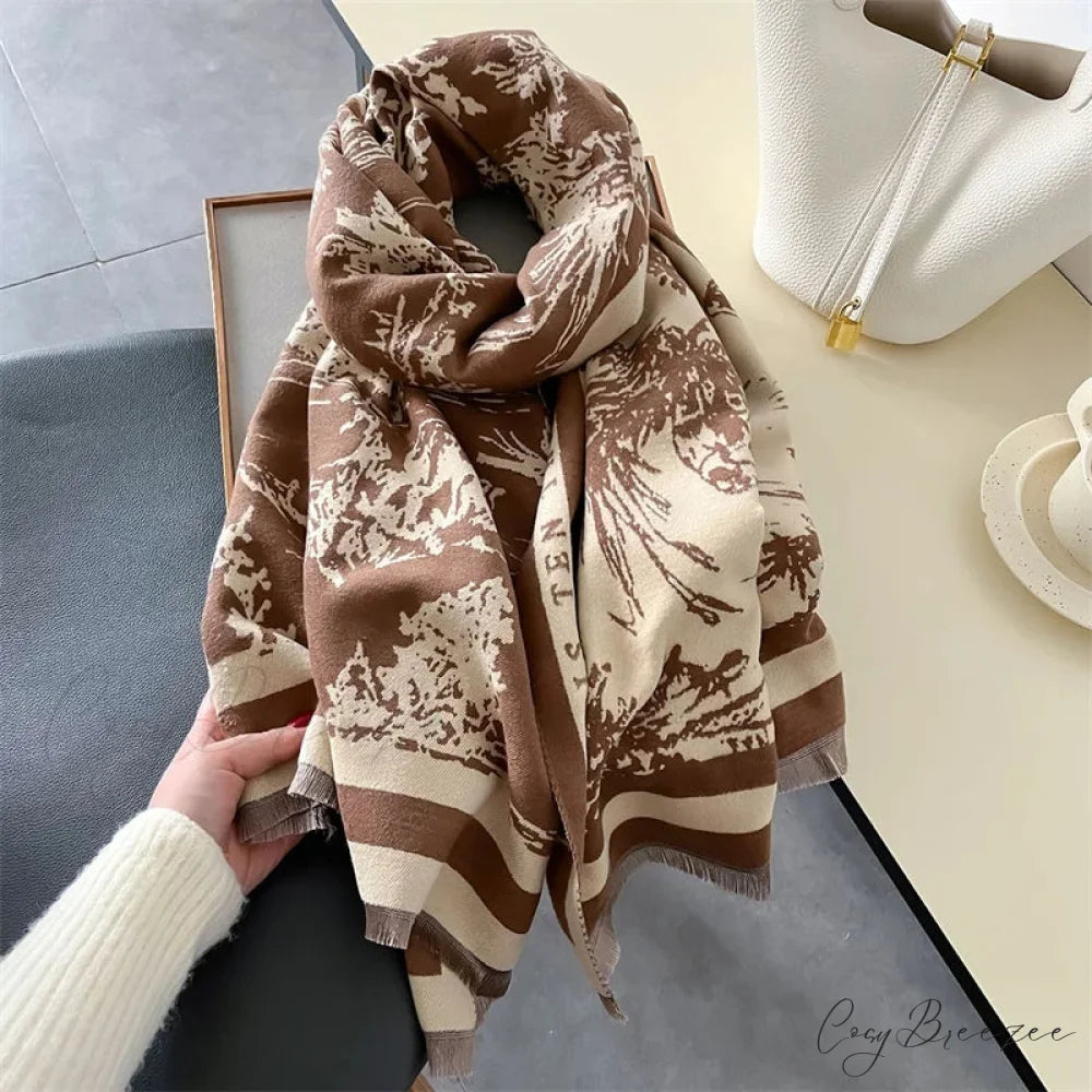 Premium Brand Cashmere Floral Winter Scarf red 1 scarf-241228