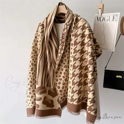 Premium Cashmere Winter Poncho Scarf coffee scarf-241228