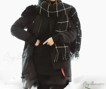 Premium Neckerchief Cashmere Scarf black scarf-241228