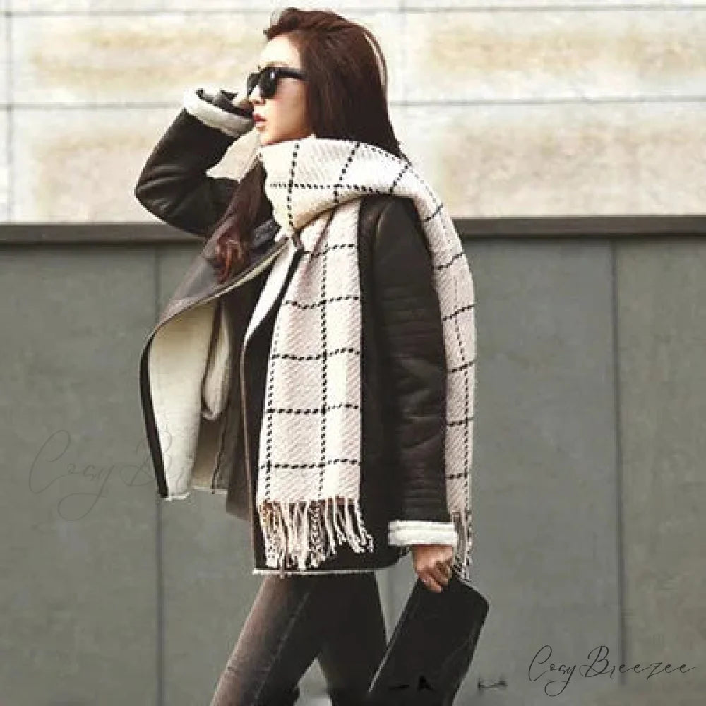 Premium Neckerchief Cashmere Scarf white scarf-241228