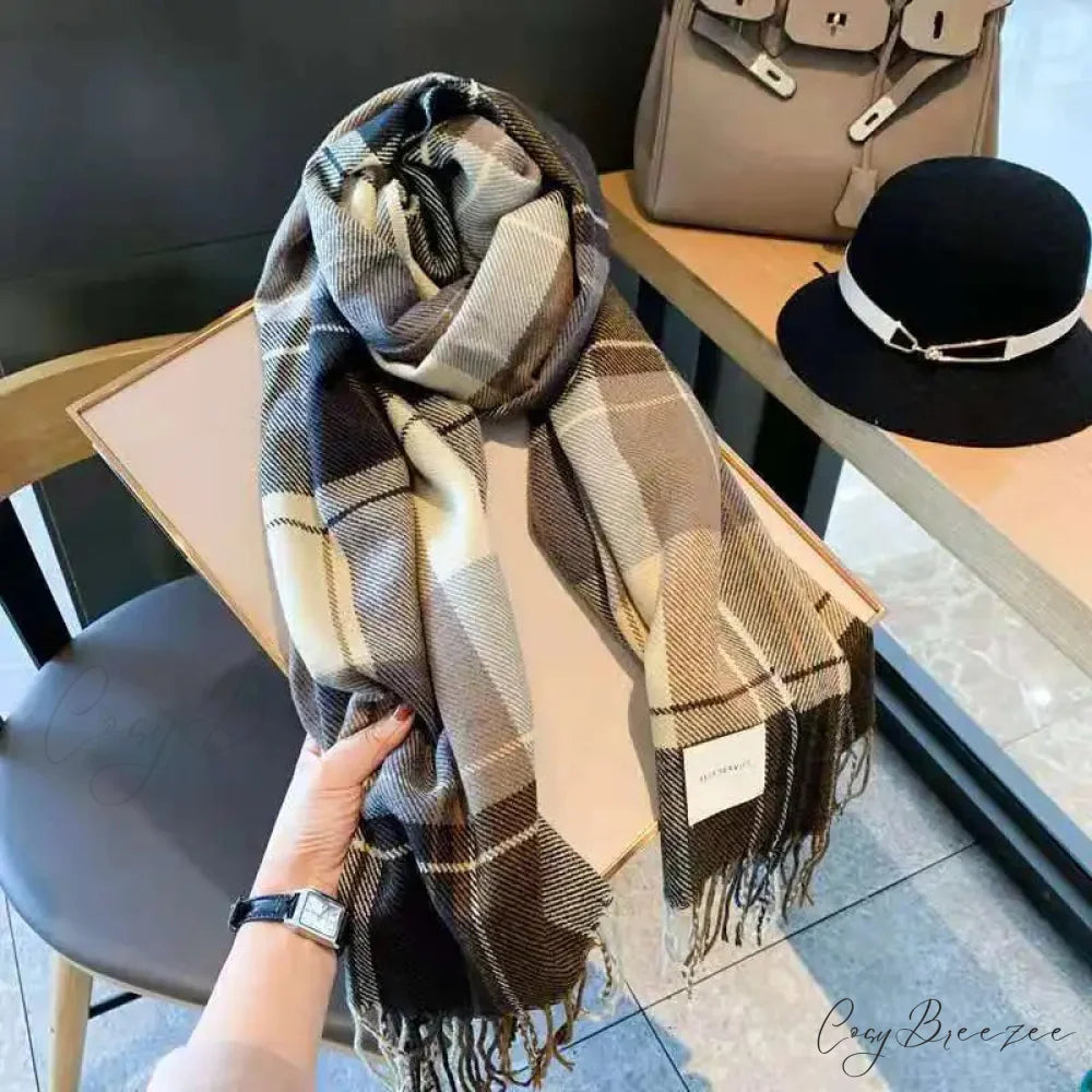 Premium Plaid Cashmere Long Bandana Scarf scarf-241228