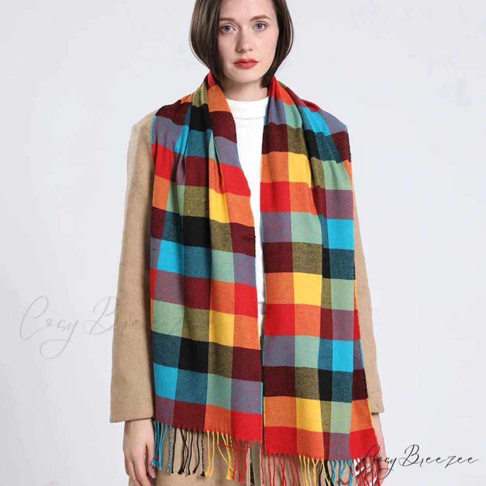 Premium Plaid Cashmere Long Bandana Scarf Color28 scarf-241228
