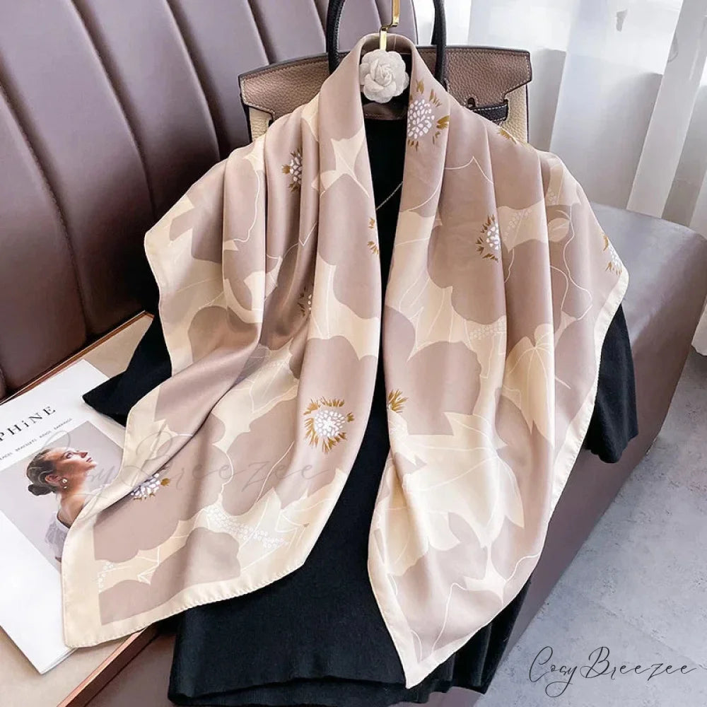Premium Twill Silk Square Headband Scarf white / One Size scarf-241228