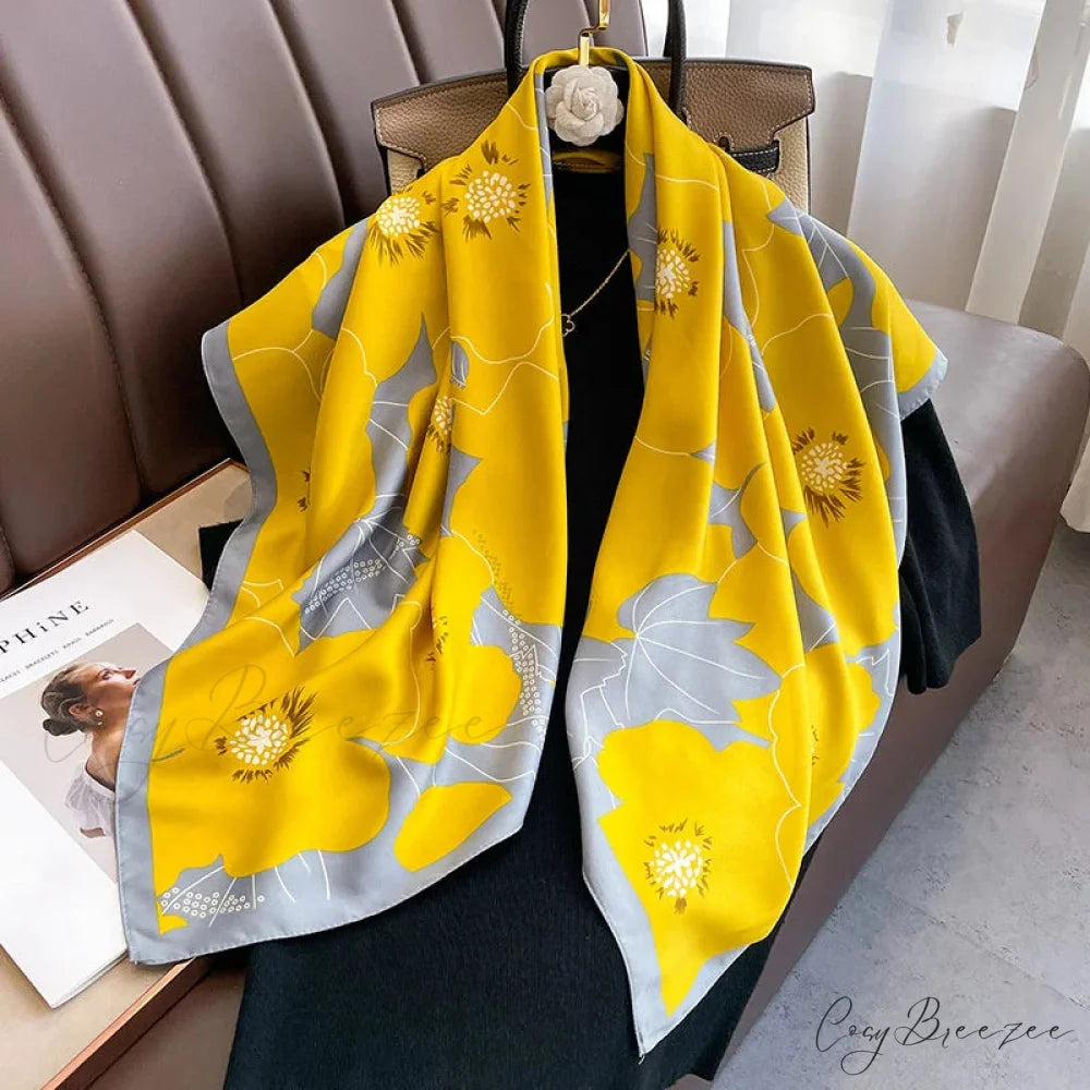 Premium Twill Silk Square Headband Scarf yellow / One Size scarf-241228