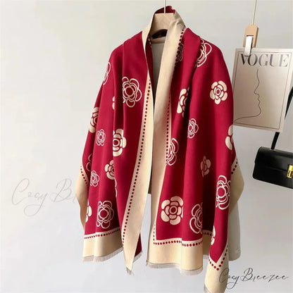 Premium Winter Cashmere Scarf red scarf-241228