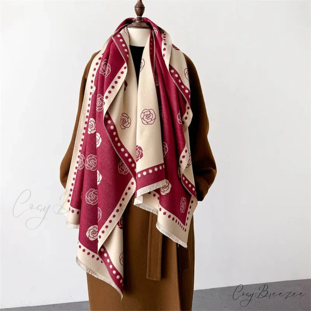 Premium Winter Cashmere Shawl Scarf red scarf-241228