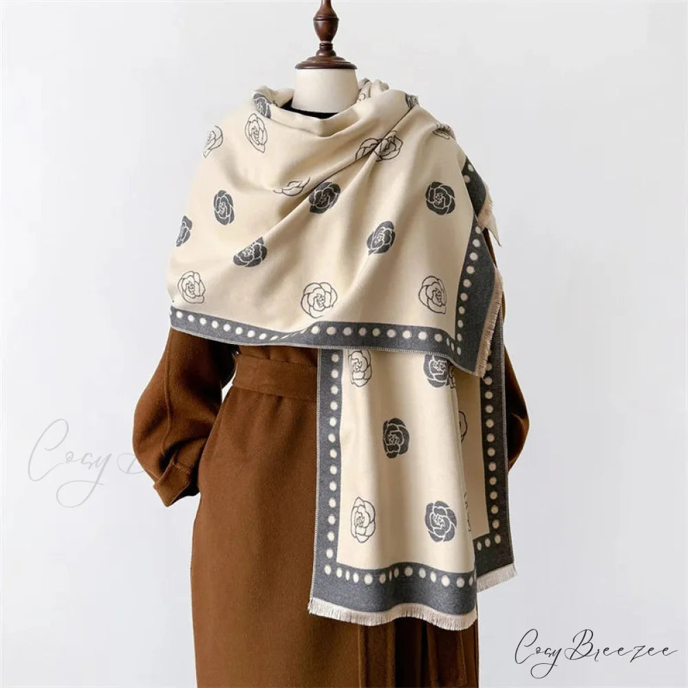 Premium Winter Cashmere Shawl Scarf white scarf-241228
