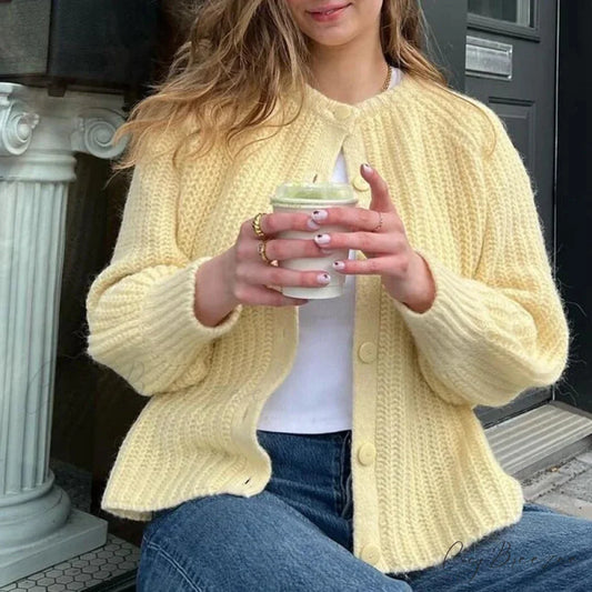Preppy Button Up Vintage Y2K Cardigan Yellow / S cardigans-241228