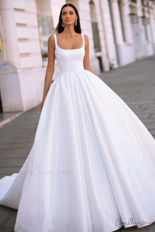 Preston Sleeveless Graceful Sparkly Wedding Dress White / 2