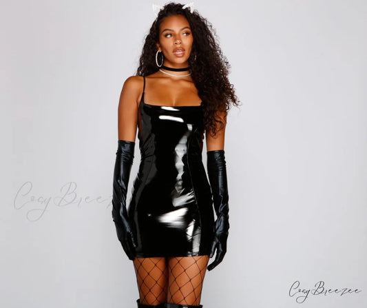 Pretty Purrfect Look Charming Sleek Mini Dress BLACK / XS
