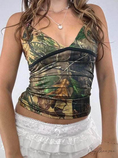 Printed Halter Backless Crop Top croptop-250223