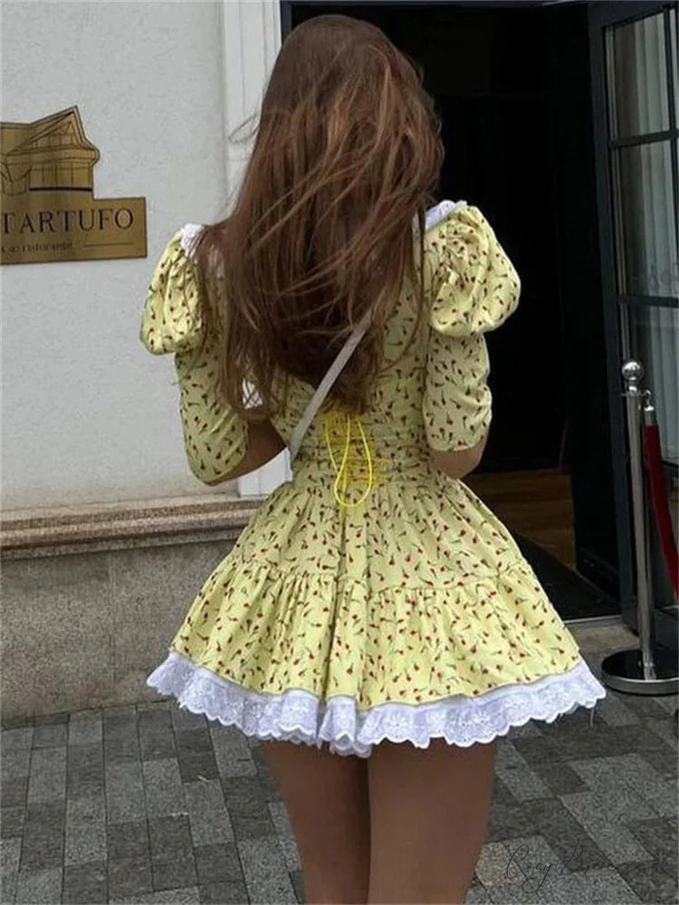 Printed Short Sleeve Mini Dress minidress-250223