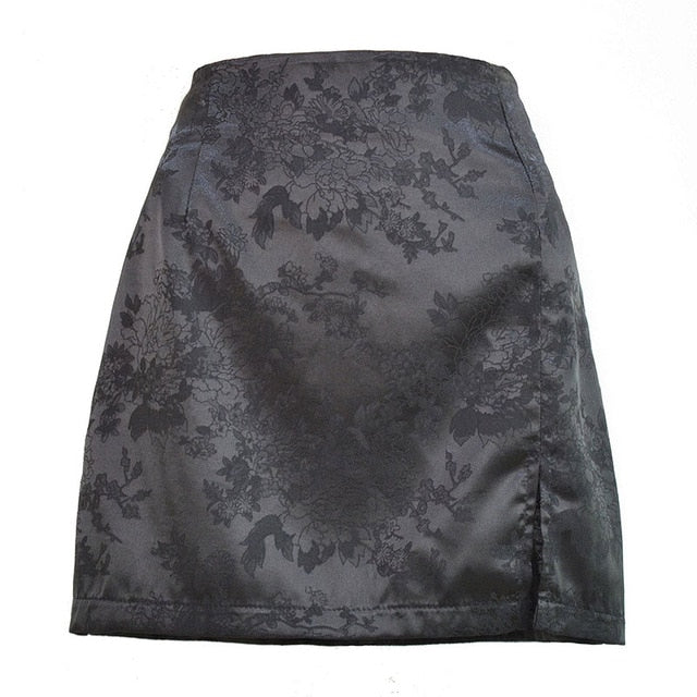 Satin Split Stylish Mini Skirt