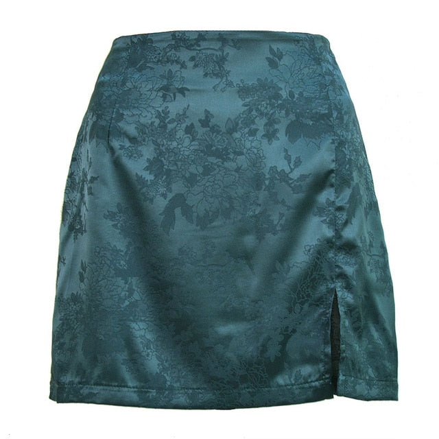 Satin Split Stylish Mini Skirt