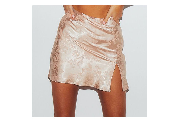 Satin Split Stylish Mini Skirt