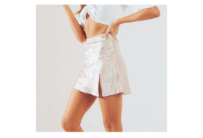 Satin Split Stylish Mini Skirt