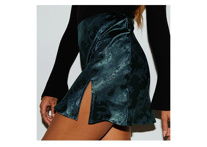 Satin Split Stylish Mini Skirt