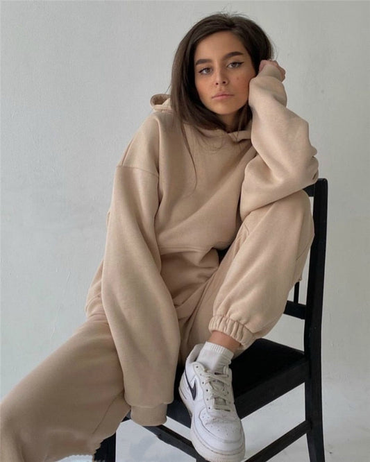 Set Autumn Tracksuit Spring Sweatshirt Wide Pants Top Women's and Leg Hooded Casual Sportswear