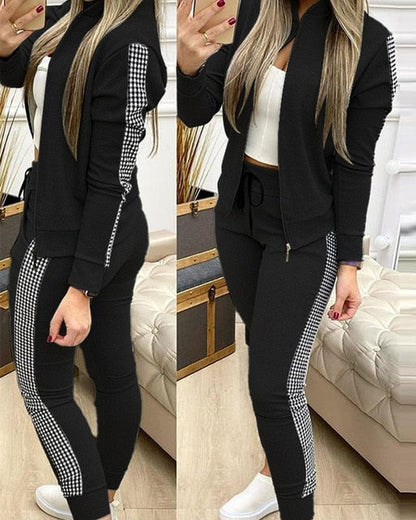 Set for Zipper Pants Long Autumn Piece Fashion + Suit - Winter Tracksuit Jacket 2 Sports Women