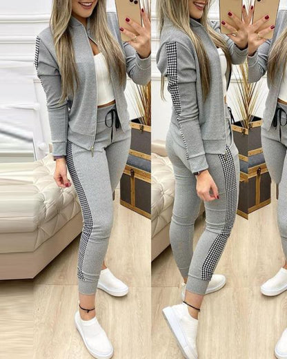 Set for Zipper Pants Long Autumn Piece Fashion + Suit - Winter Tracksuit Jacket 2 Sports Women