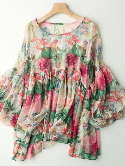 AIYA FLORAL BLOUSE - Plus Size