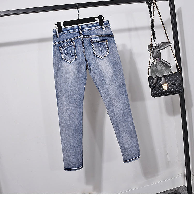 Style European Flower Suit Women Jeans Pants Outfit Jacket & Denim Fashion Sequined Set