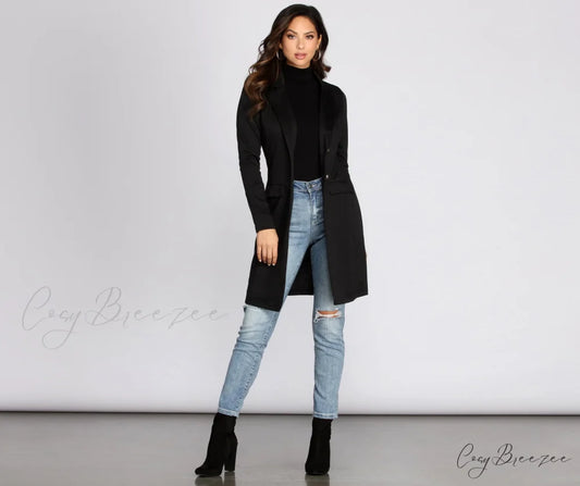 Professional Long Line Blazer BLACK / S
