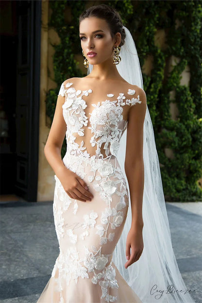 Promised Love Lace Trendy Mermaid Wedding Dress