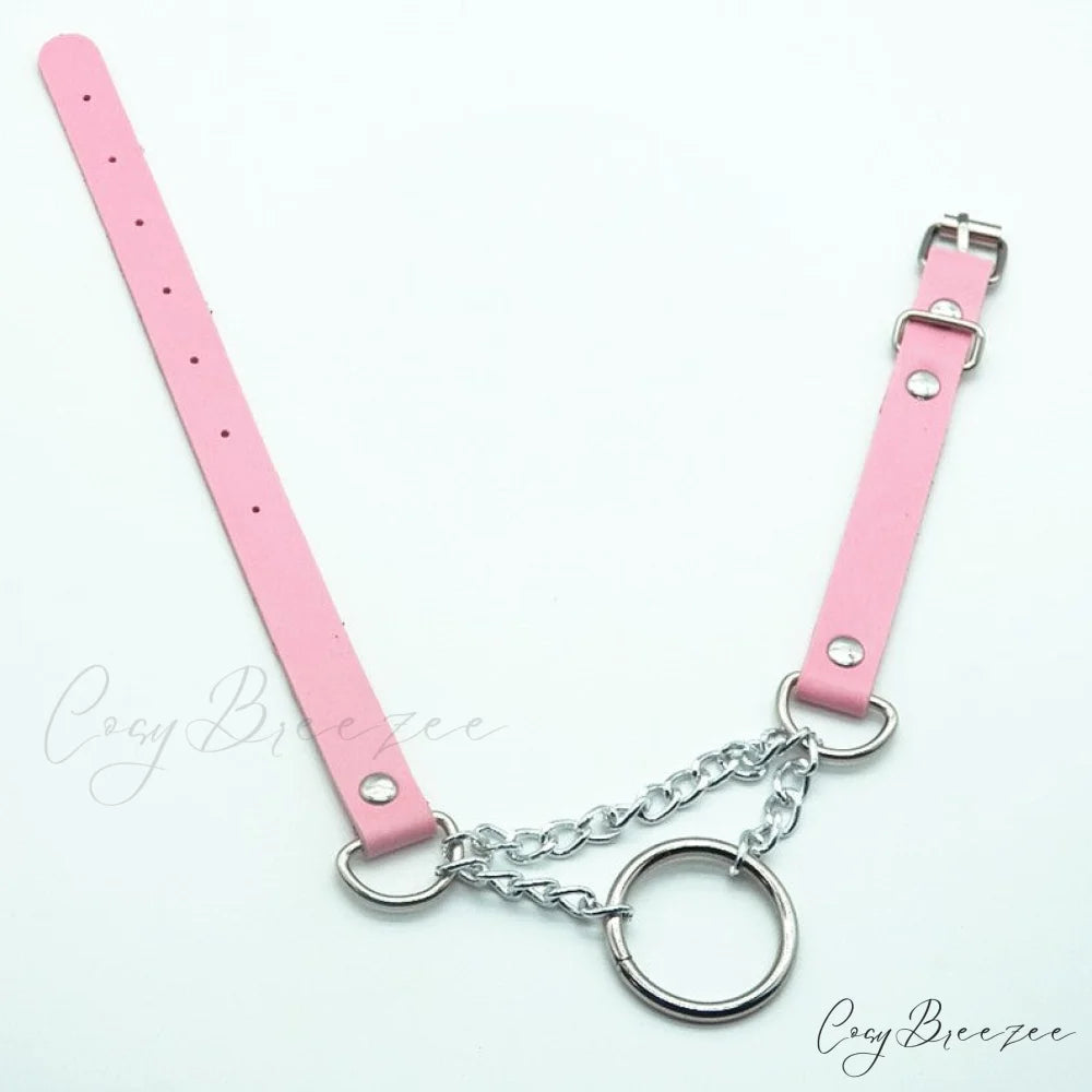 Promotion Punk Catgirl Maid Circle Choker Necklace PINK