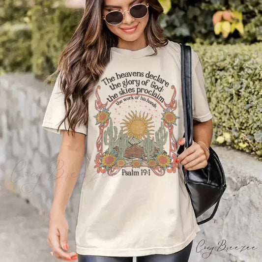 Psalm 19:1 Faith Jesus T-shirt Khaki / S t-shirt-250223
