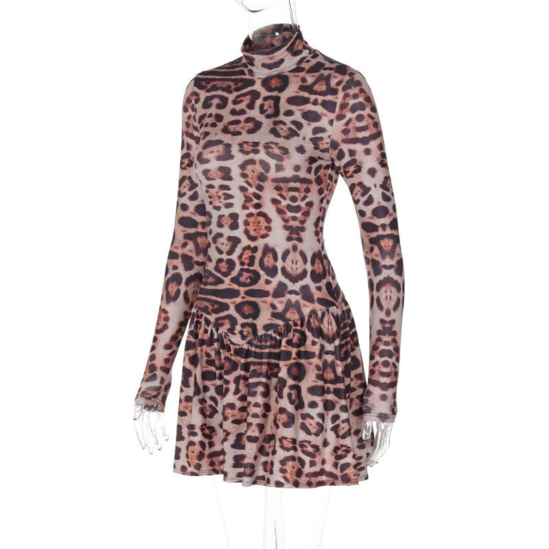 Phyllis Woman Long Sleeves Leopard Print Mini Dress