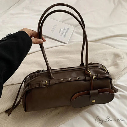 PU Leather Buckle Fashion Bag Coffee shoulder-250126