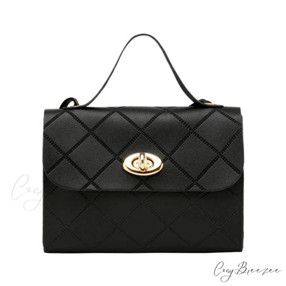 PU Leather Lipstick Phone Storage Crossbody Handbag Black handbag-250126