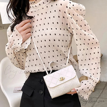 PU Leather Lipstick Phone Storage Crossbody Handbag White handbag-250126