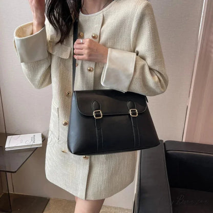 PU Leather Luxury Designer Crossbody Black shoulder-250126