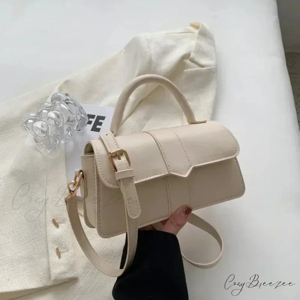 PU Leather Vintage Crossbody Underarm Satchel Beige handbag-250126