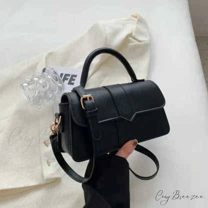 PU Leather Vintage Crossbody Underarm Satchel Black handbag-250126