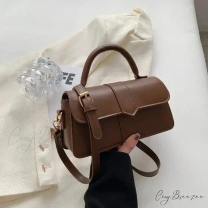 PU Leather Vintage Crossbody Underarm Satchel Brown handbag-250126