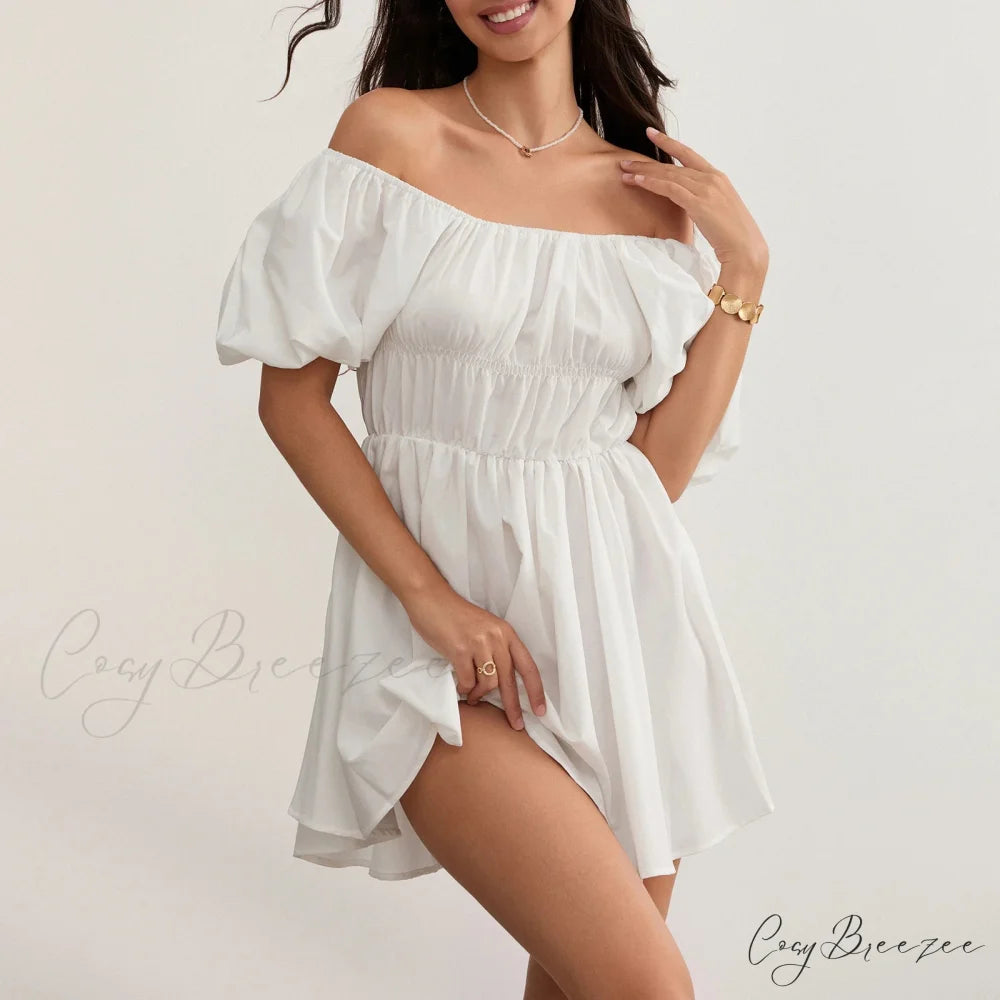 Puff Sleeve Off-Shoulder Mini Dress minidress-250223
