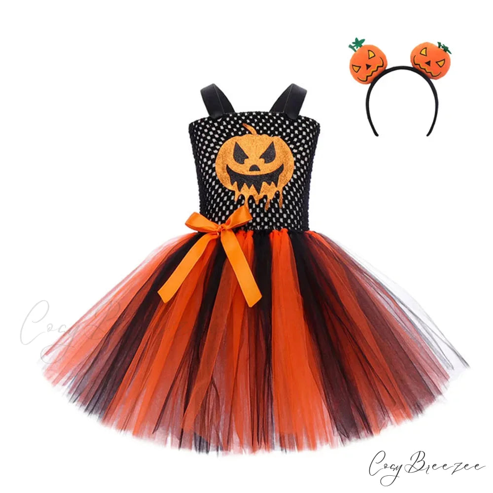 Pumpkin Woven Mesh Halloween Carnival Dance Tutu Kid Costume S(2-3Y) / Pumpkin Dress