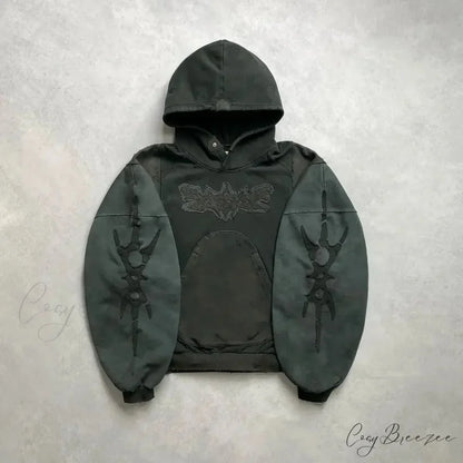 Punk Hip-Hop Embroidered Hoodie hoodies-241228