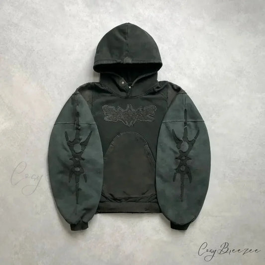 Punk Hip-Hop Embroidered Hoodie hoodies-241228