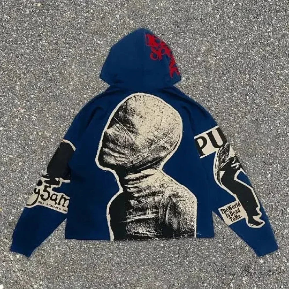 Punk Mummy Print Oversized Hoodie black / S hoodies-241228