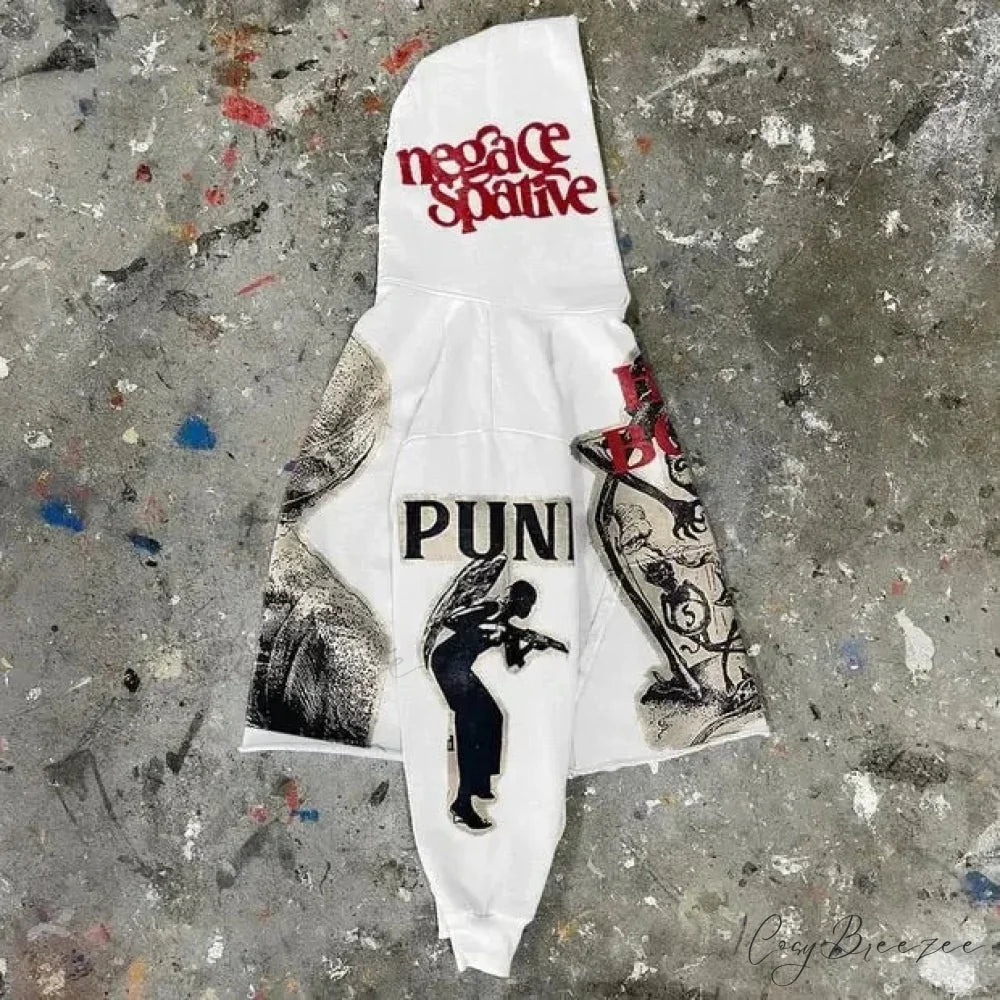 Punk Mummy Print Oversized Hoodie hoodies-241228
