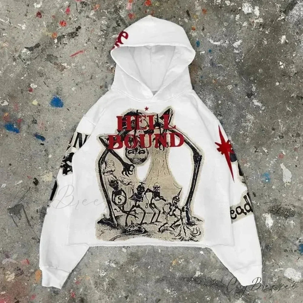 Punk Mummy Print Oversized Hoodie hoodies-241228