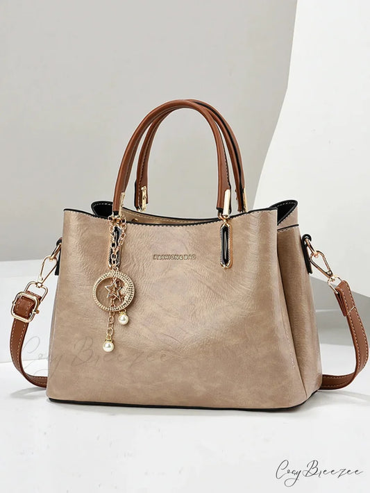 Pure Color Simple Senior Womens Crossbody Handbag Khaki handbag-250126