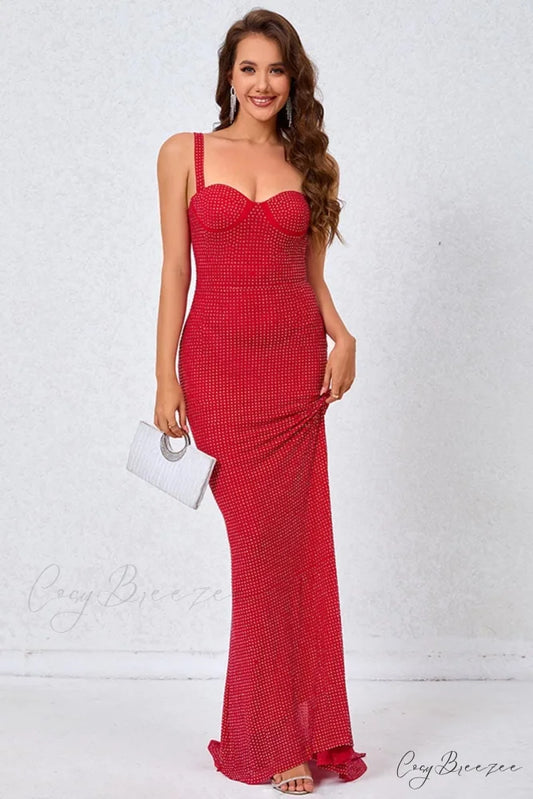 Radiant Presence Graceful Fishtail Maxi Dress Red / XS