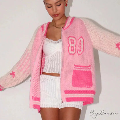 Rainbow Y2K Urban Knit Cardigan Pink / S cardigans-241228