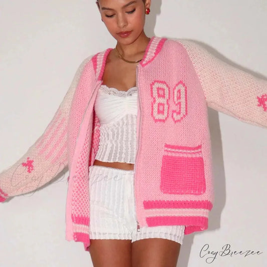 Rainbow Y2K Urban Knit Cardigan Pink / S cardigans-241228
